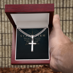 Personalized Cross Cuban Link Chain for Him — Stand Firm