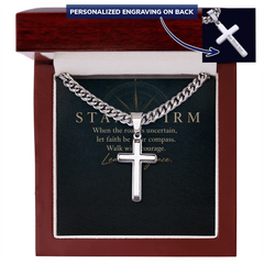 Personalized Cross Cuban Link Chain for Him — Stand Firm