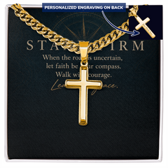 Personalized Cross Cuban Link Chain for Him — Stand Firm