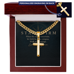 Personalized Cross Cuban Link Chain for Him — Stand Firm