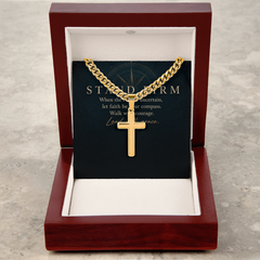 Personalized Cross Cuban Link Chain for Him — Stand Firm