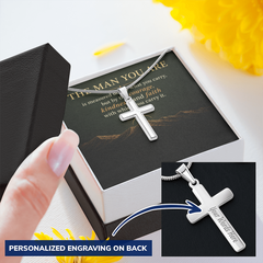 Personalized Cross Necklace for Him — The Man You Are