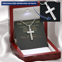 Personalized Cross Necklace for Him — The Man You Are