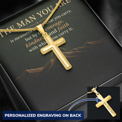 Personalized Cross Necklace for Him — The Man You Are