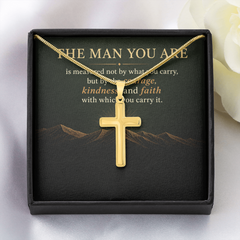 Personalized Cross Necklace for Him — The Man You Are