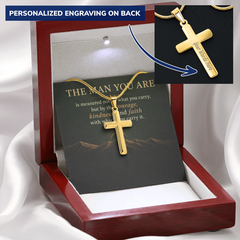 Personalized Cross Necklace for Him — The Man You Are