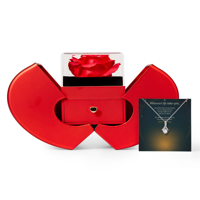 Wherever Life Takes You — Alluring Beauty Necklace & Red Rose Gift Box