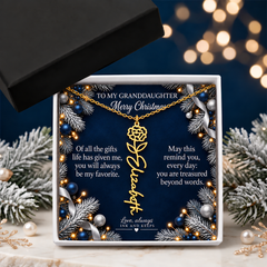 Midnight Silver Granddaughter Christmas necklace, gold standard