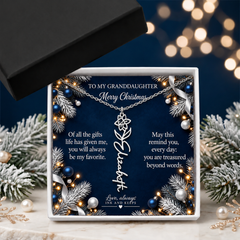Midnight Silver Granddaughter Christmas necklace, silver standard